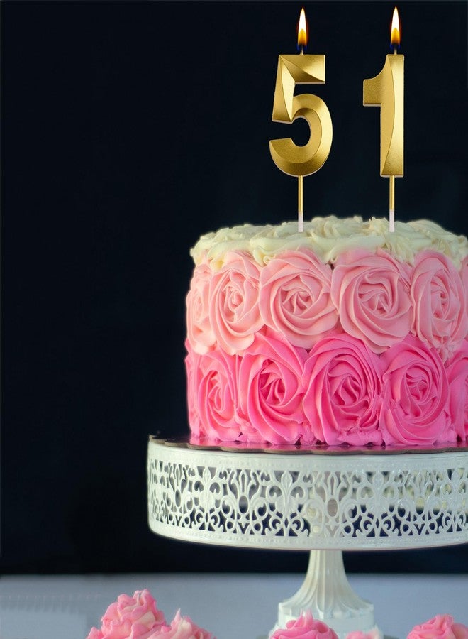 AOOLADA 51st Birthday Candles, Gold 51 Year Old Number Birthday Candles, Happy Birthday Party Decorations Cake Topper Gifts for Men Women - Image 5